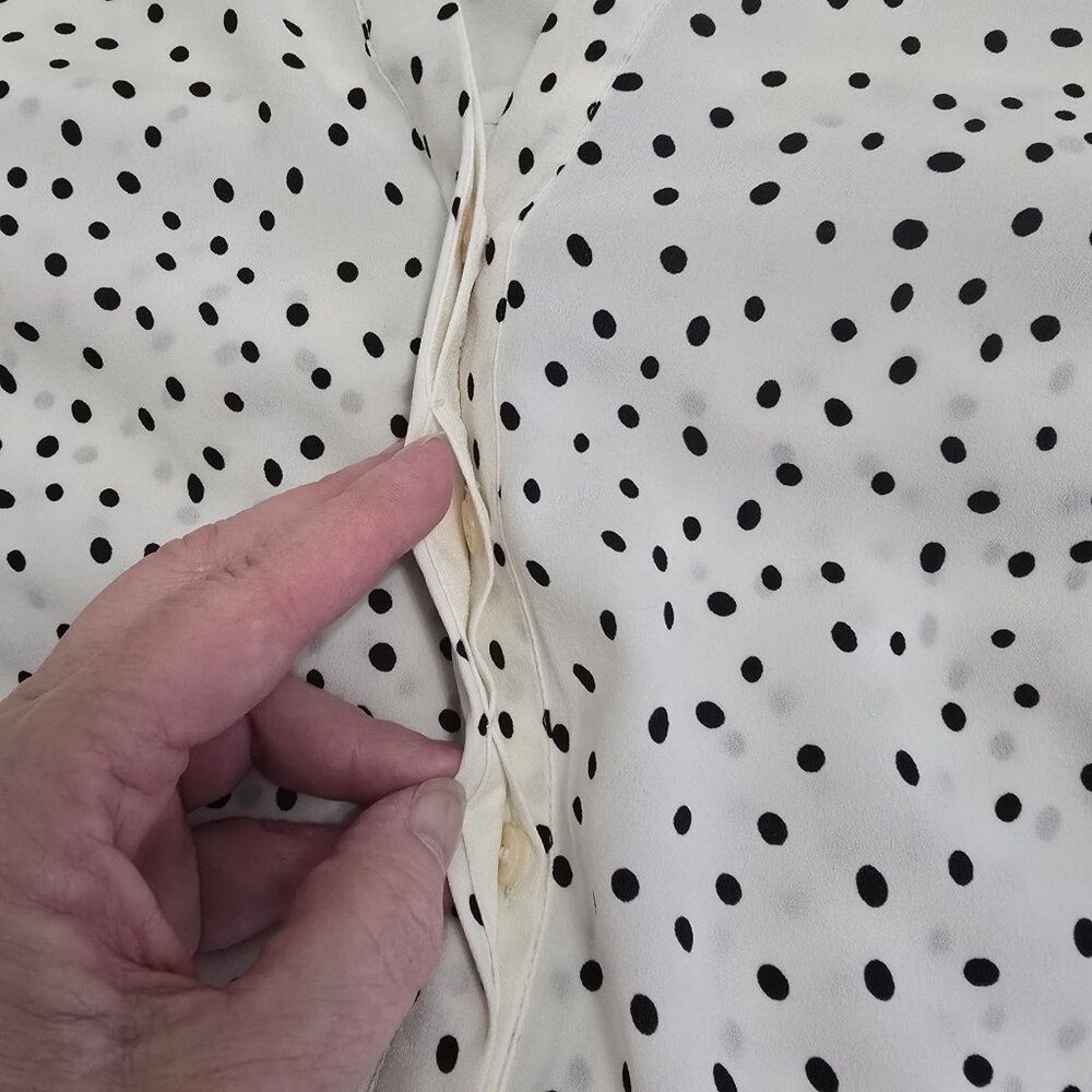Talbots Women's 2x White Black Polka Dot Blouse Flowy Business Professional - Picture 9 of 9